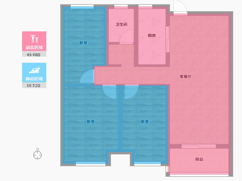 安徽省-淮南市-中环国际广场-76.52-户型库-动静分区