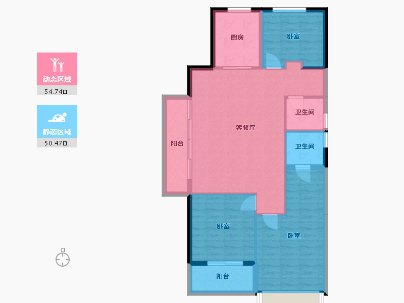 浙江省-杭州市-远洋招商上塘宸章-95.65-户型库-动静分区