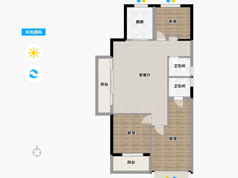 浙江省-杭州市-远洋招商上塘宸章-95.65-户型库-采光通风