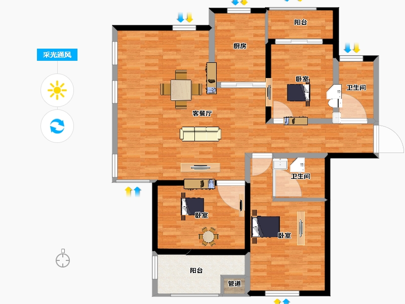 江苏省-盐城市-港海明珠-109.00-户型库-采光通风