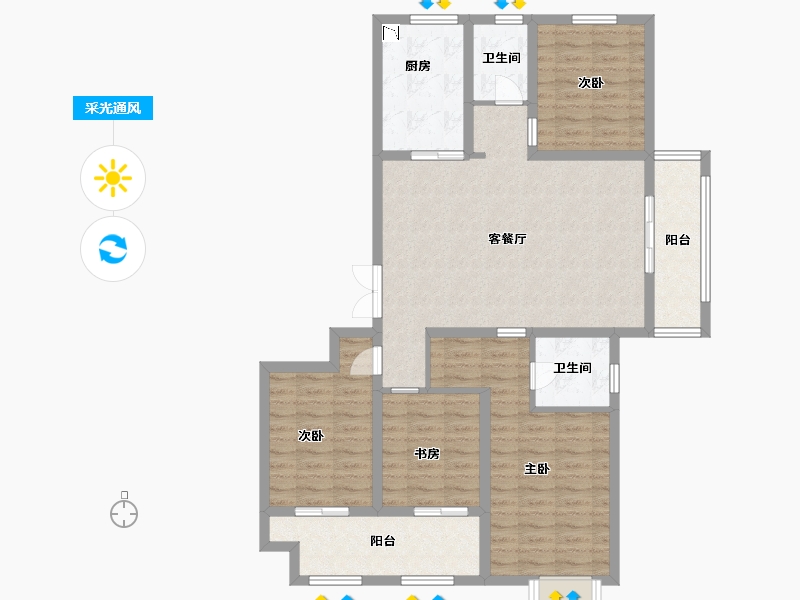 江苏省-淮安市-水沐清华-109.50-户型库-采光通风