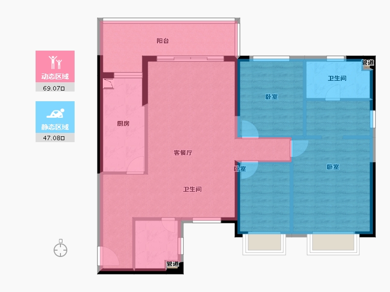 安徽省-淮南市-淮南恒大御府-105.15-户型库-动静分区