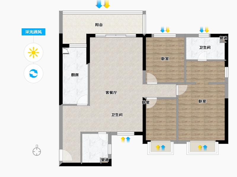 安徽省-淮南市-淮南恒大御府-105.15-户型库-采光通风