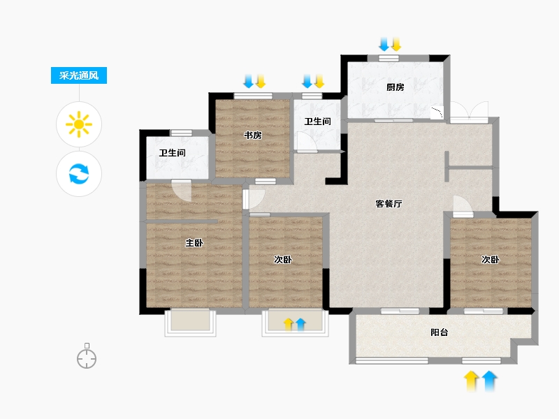 江苏省-淮安市-新城·悦隽风华-112.00-户型库-采光通风