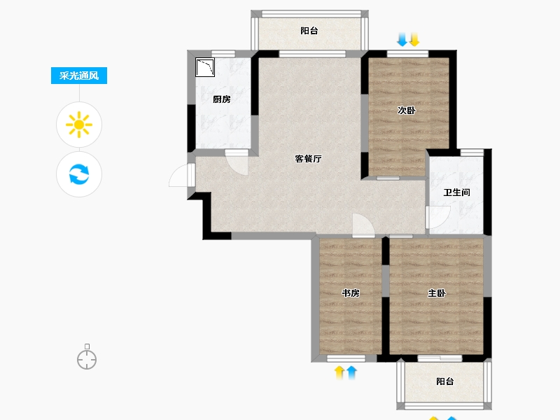 江苏省-淮安市-恒大名都-78.41-户型库-采光通风