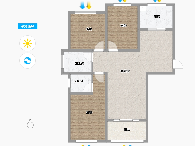 江苏省-徐州市-环宇·滨河蓝庭-109.01-户型库-采光通风