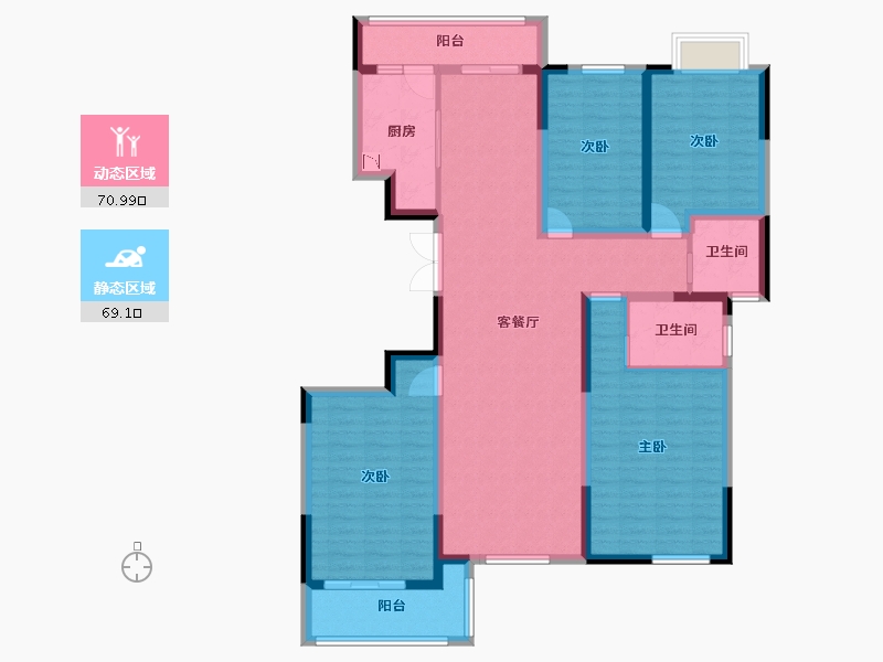 江苏省-淮安市-东城江南3期-124.80-户型库-动静分区