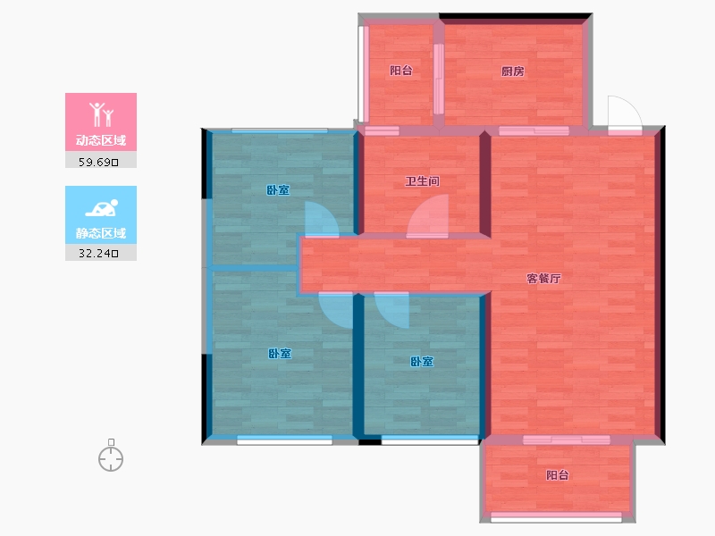 江苏省-扬州市-仪征恒大桃源天境-82.47-户型库-动静分区