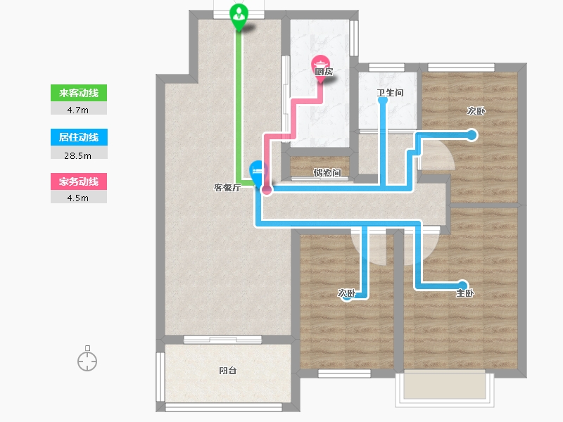 江苏省-徐州市-盛世阳光华庭-87.55-户型库-动静线