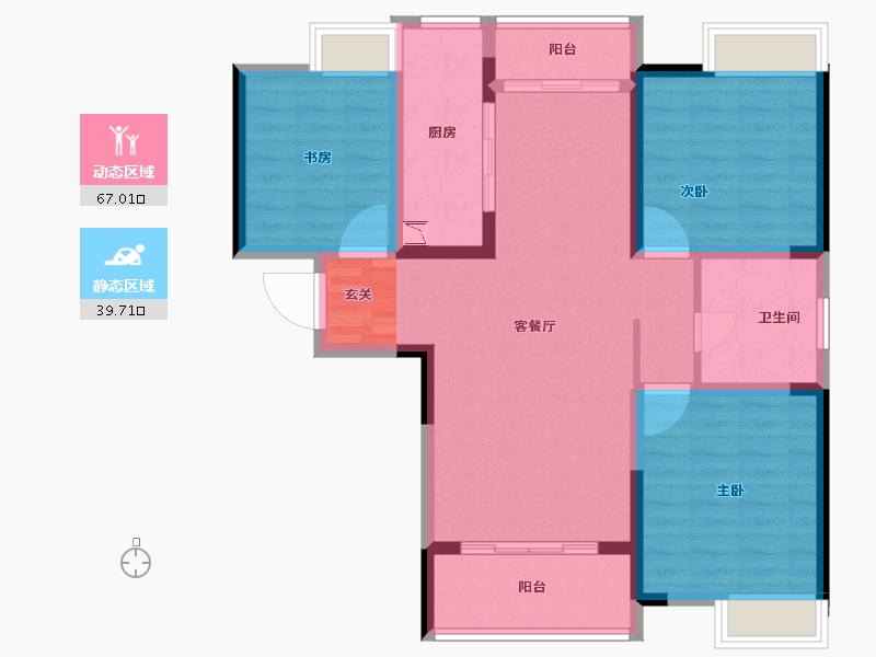 江苏省-常州市-天安尚城-95.47-户型库-动静分区