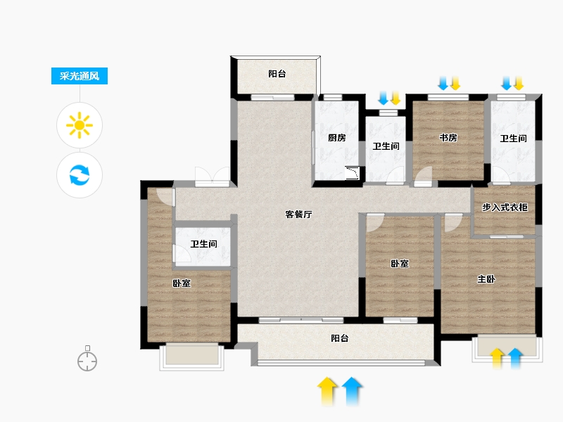 浙江省-宁波市-卓越杭州湾中心-127.99-户型库-采光通风