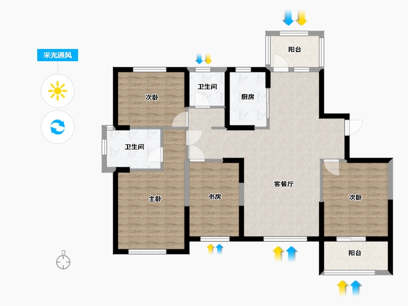 江苏省-盐城市-明新半岛花园-113.00-户型库-采光通风