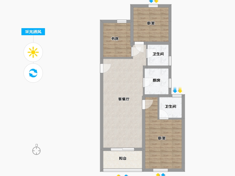 浙江省-嘉兴市-龙湖春江天玺-72.35-户型库-采光通风