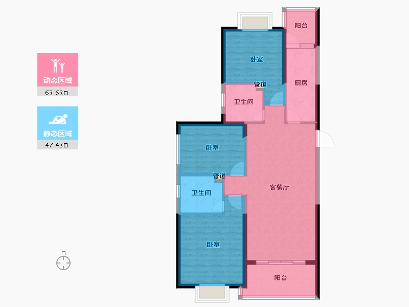 安徽省-淮南市-淮南恒大御府-100.42-户型库-动静分区