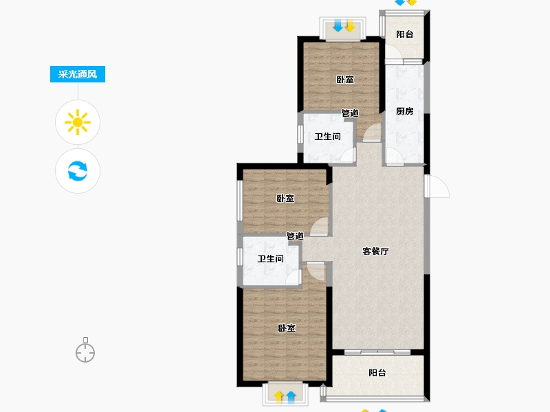 安徽省-淮南市-淮南恒大御府-100.42-户型库-采光通风