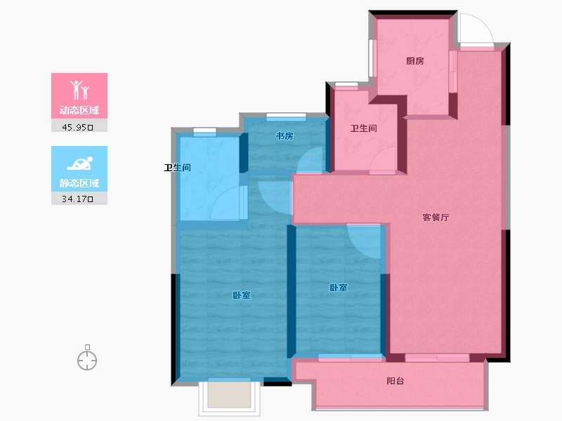 浙江省-杭州市-绿城桂语钱塘-70.99-户型库-动静分区