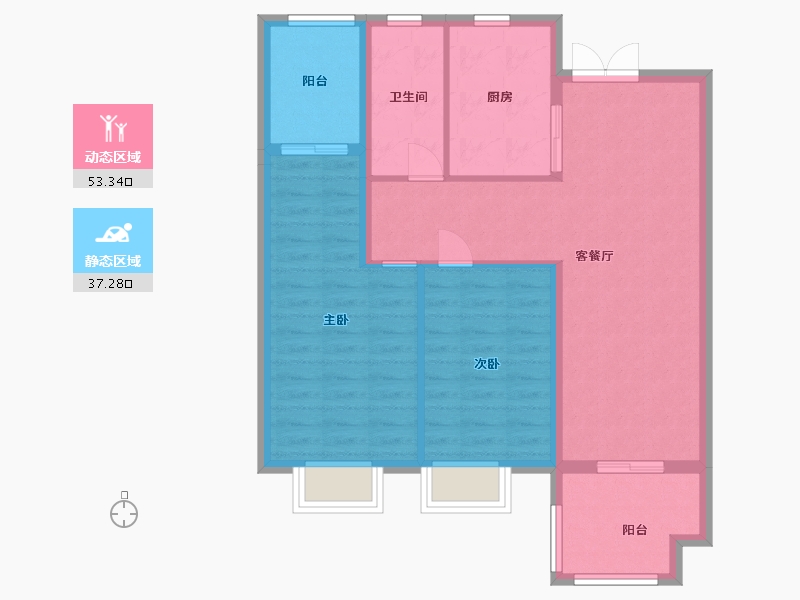 江苏省-淮安市-水沐清华-81.60-户型库-动静分区