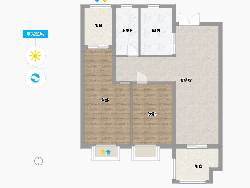 江苏省-淮安市-水沐清华-81.60-户型库-采光通风