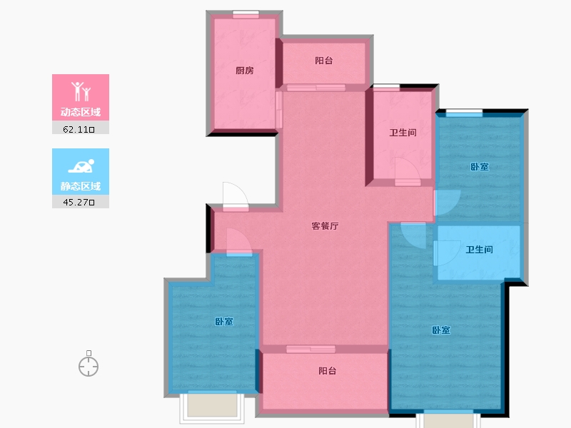 江苏省-扬州市-仪征恒大桃源天境-96.00-户型库-动静分区