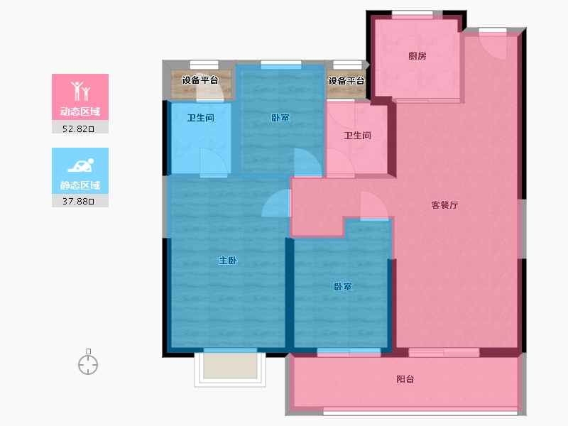 浙江省-温州市-融创翡翠海岸城-84.01-户型库-动静分区