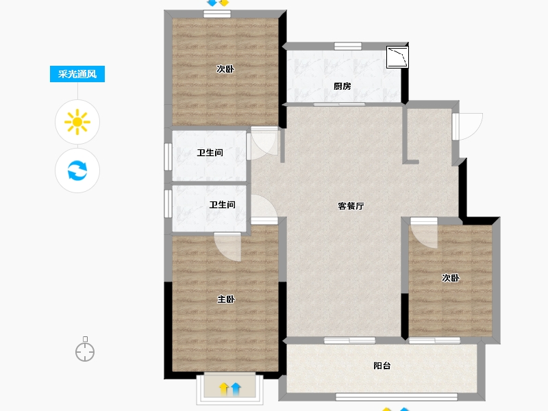 江苏省-南通市-中海翠湖溪岸-100.00-户型库-采光通风