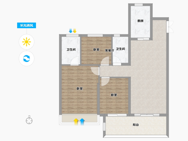 江苏省-南京市-雅居乐汇港城-96.00-户型库-采光通风