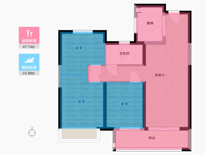 江苏省-镇江市-绿地·翠园-69.88-户型库-动静分区