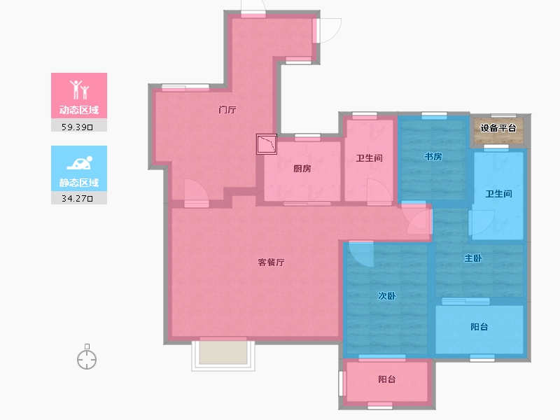 浙江省-宁波市-万科未来广场-83.80-户型库-动静分区