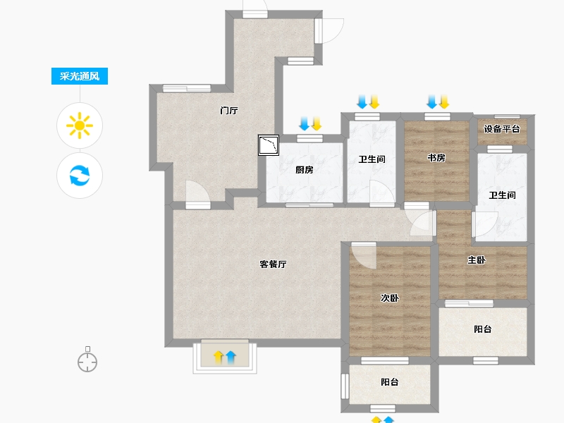 浙江省-宁波市-万科未来广场-83.80-户型库-采光通风