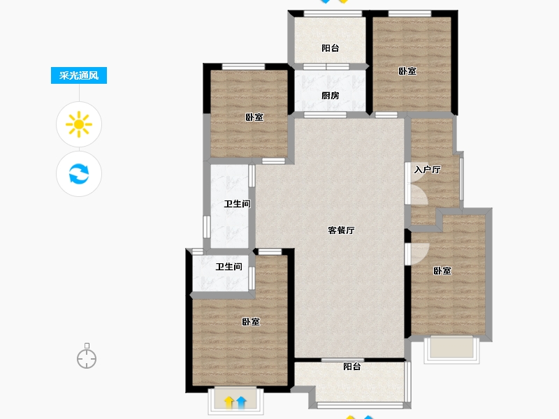 安徽省-淮南市-中铁南山里-121.00-户型库-采光通风