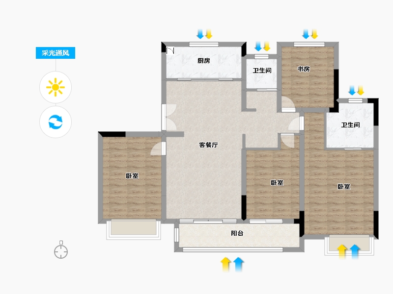 浙江省-湖州市-天际玖墅-111.00-户型库-采光通风