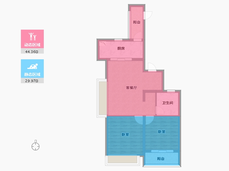 安徽省-马鞍山市-蓝城陶然里-65.99-户型库-动静分区