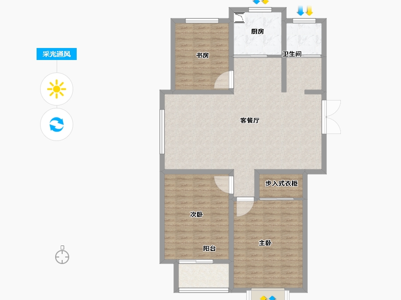 江苏省-徐州市-盛世阳光华庭-107.96-户型库-采光通风