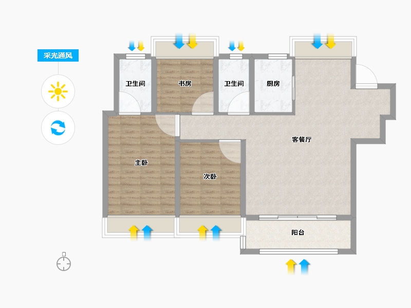 江苏省-徐州市-弘阳大都会-93.99-户型库-采光通风