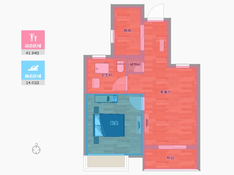 安徽省-马鞍山市-蓝城陶然里-50.00-户型库-动静分区