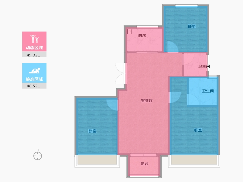 浙江省-金华市-保集禹洲保信花园-85.00-户型库-动静分区