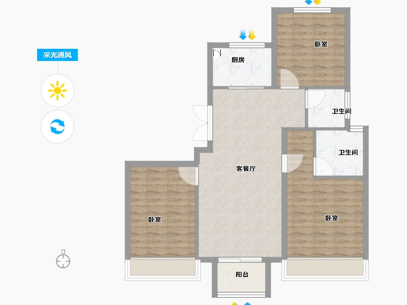 浙江省-金华市-保集禹洲保信花园-85.00-户型库-采光通风