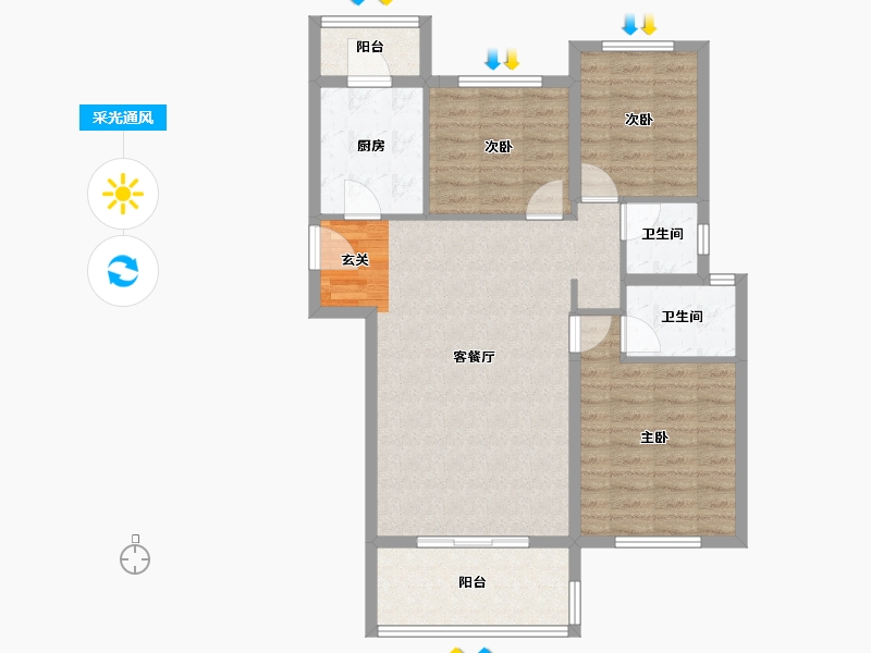 江苏省-常州市-碧桂园百兴澜庭-92.01-户型库-采光通风