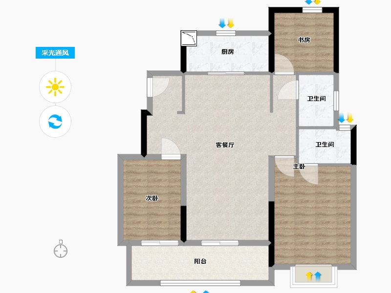 江苏省-南通市-中海翠湖溪岸-100.00-户型库-采光通风