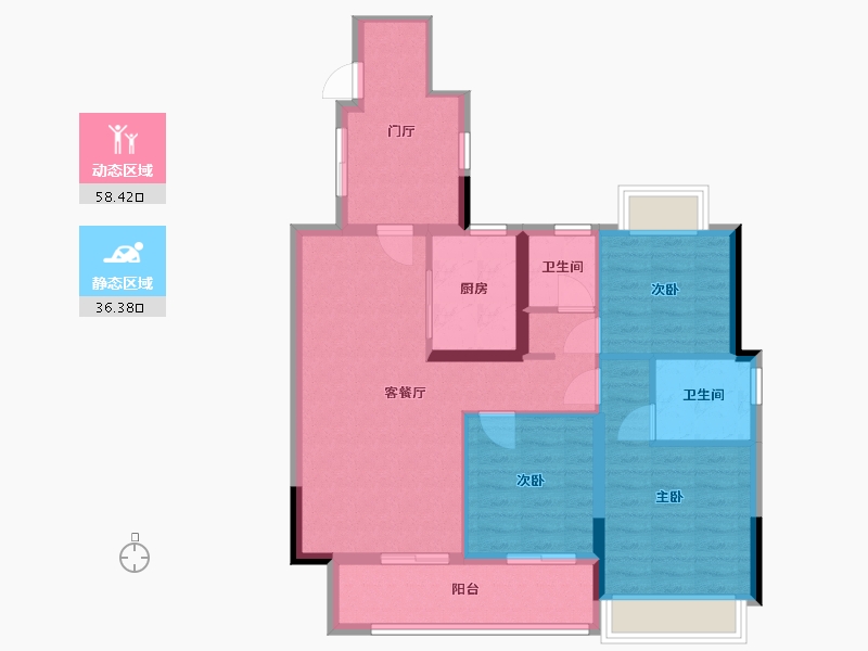 江苏省-南通市-春溪集-85.00-户型库-动静分区