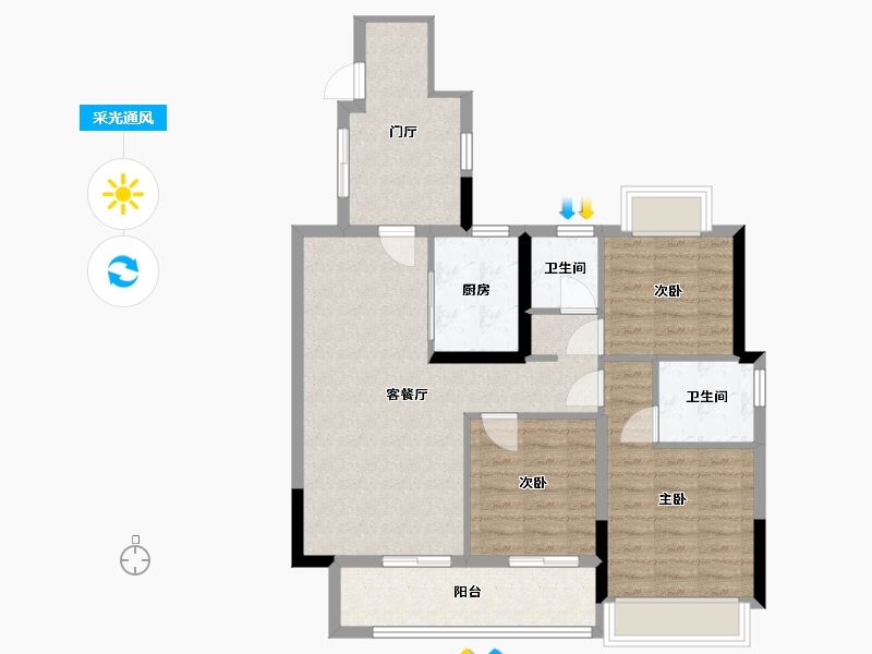 江苏省-南通市-春溪集-85.00-户型库-采光通风