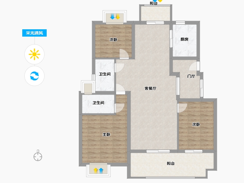 江苏省-南通市-上锦花园-101.00-户型库-采光通风