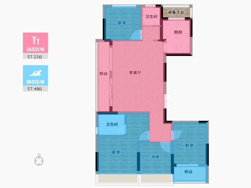 浙江省-杭州市-润枫东润紫园-104.00-户型库-动静分区