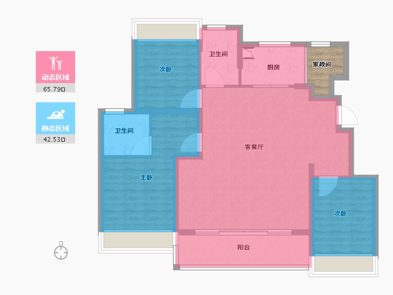 江苏省-徐州市-楚河·金茂府-101.00-户型库-动静分区