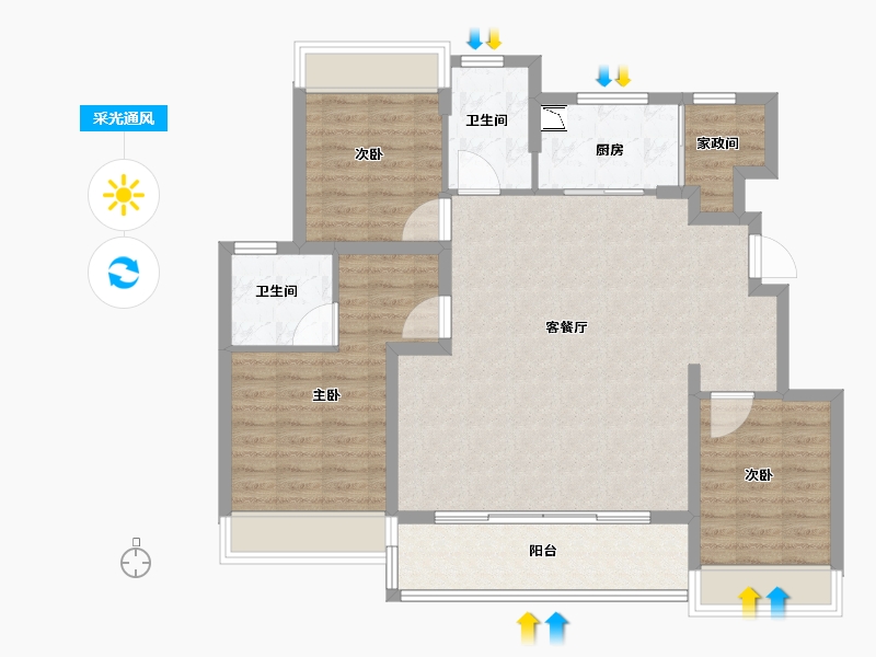 江苏省-徐州市-楚河·金茂府-101.00-户型库-采光通风