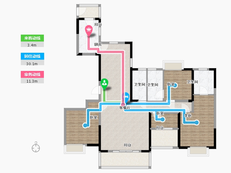 江苏省-苏州市-水漾花城花苑-146.00-户型库-动静线