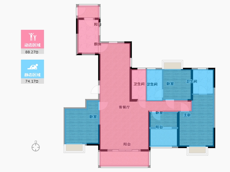 江苏省-苏州市-水漾花城花苑-146.00-户型库-动静分区