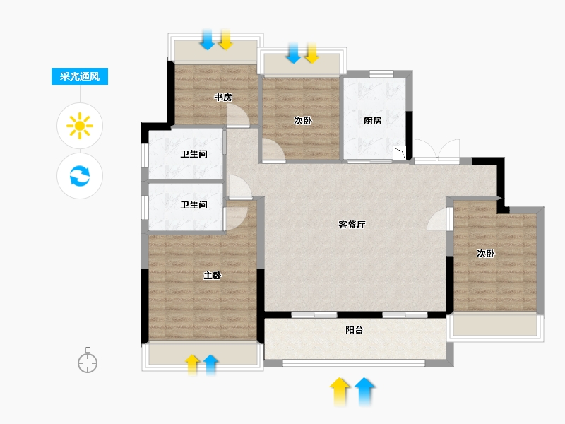 江苏省-盐城市-新城悦隽首府-106.40-户型库-采光通风