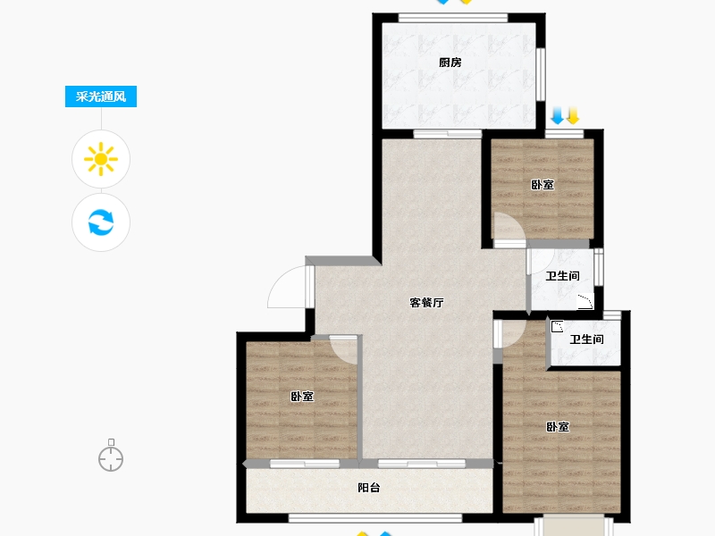 甘肃省-天水市-佳朗园-94.84-户型库-采光通风