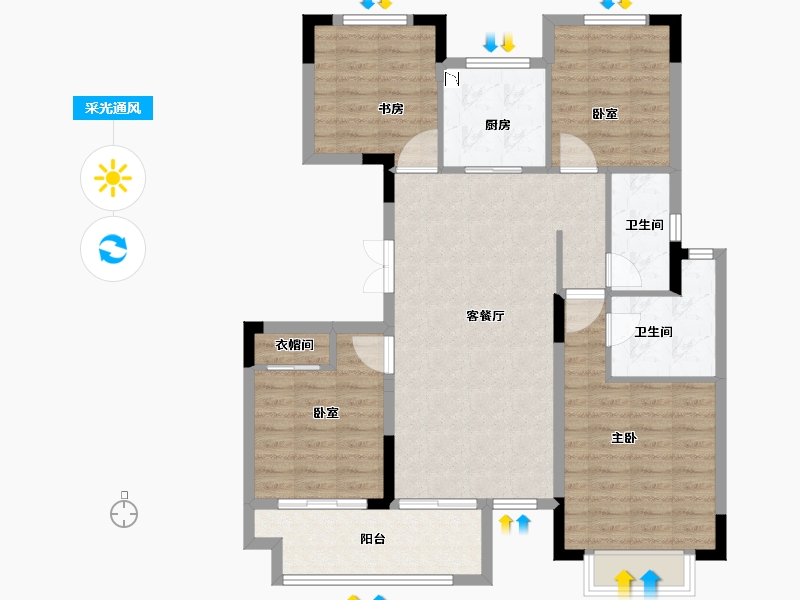 江苏省-徐州市-云龙湖·峰荟-100.00-户型库-采光通风